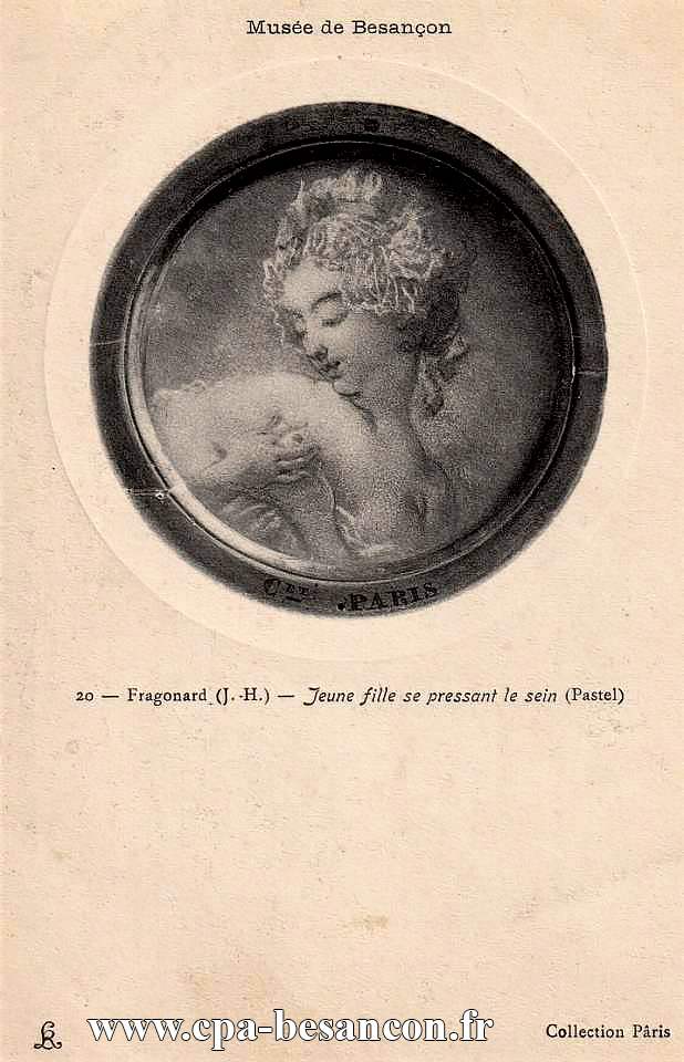 Musée de Besançon - 20 - Fragonard (J.-H.) - Jeune fille se pressant le sein (Pastel)